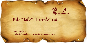 Máté Loránd névjegykártya