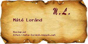 Máté Loránd névjegykártya